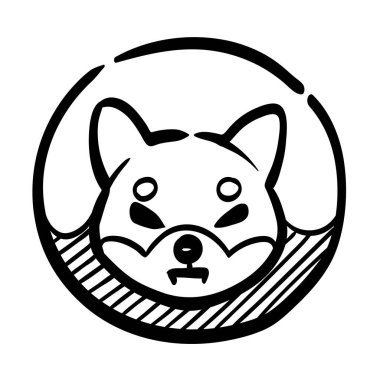 Shiba Inu şifreleme sembolünün el çizimi vektör çizimi.
