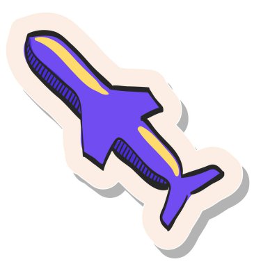 Etiket biçimi illüstrasyonunda elle çizilmiş füze simgesi