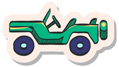 Yapıştırma biçimi vektör illüstrasyonunda elle çizilmiş askeri araç simgesi