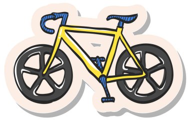 Etiket biçimi illüstrasyonunda elle çizilmiş bisiklet simgesi