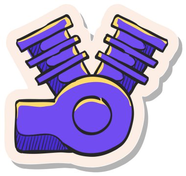 Etiket biçimi vektör illüstrasyonunda el çizimi motosiklet makine simgesi