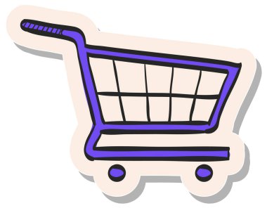 Yapıştırma biçimi vektör illüstrasyonunda el çizimi alışveriş arabası simgesi