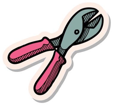 Etiket biçimi illüstrasyonunda el çizimi tel kesicisi simgesi