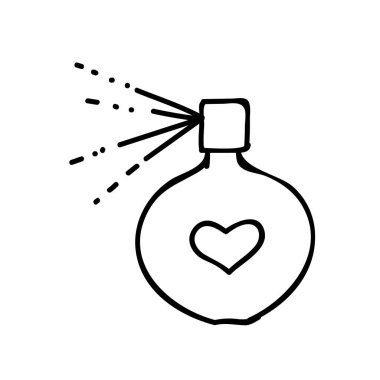 Kadın güzellik parfümü ikonu. El çizimi vektör çizimi. Düzenlenebilir satır vuruşu