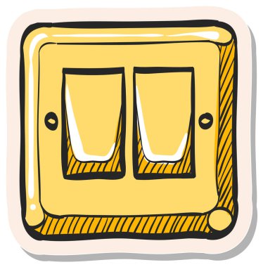 Etiket biçimi illüstrasyonunda elle çizilmiş Elektrik Düğmesi simgesi