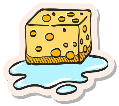 Yapıştırma biçimi illüstrasyonunda elle çizilmiş Sünger temizleme simgesi