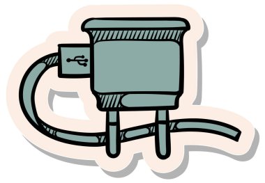 Yapıştırma biçimi vektör illüstrasyonunda elle çizilmiş şarj simgesi çizimi