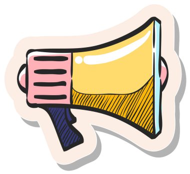 Yapıştırma biçimi illüstrasyonunda el çizimi Megafon simgesi