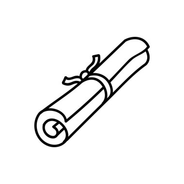 Parşömen yuvarlama simgesi. El çizimi vektör çizimi. Düzenlenebilir satır vuruşu.