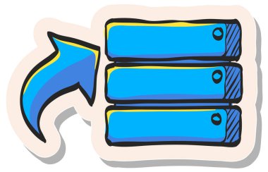 Yapıştırma biçimi illüstrasyonunda elle çizilmiş veritabanı simgesi