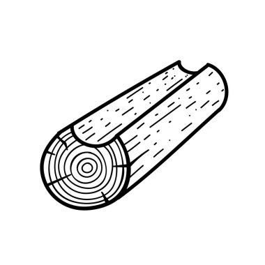 Kulübe kütüğü. El çizimi vektör çizimi. Düzenlenebilir satır vuruşu