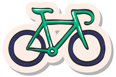 Etiket biçimi illüstrasyonunda elle çizilmiş bisiklet simgesi