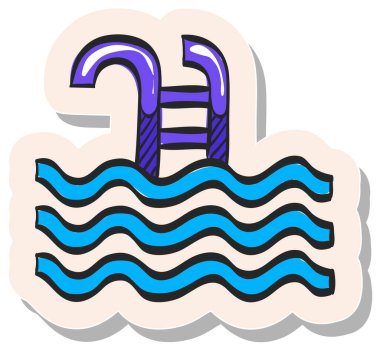 Yapıştırma biçimi vektör illüstrasyonunda elle çizilmiş yüzme havuzu simgesi