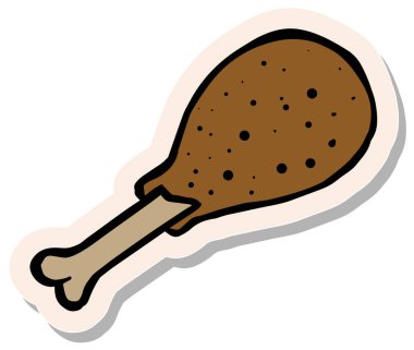 Etiket stili vektör illüstrasyonunda el çizimi tavuk budu çubuğu