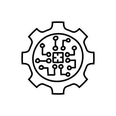 Yapay zeka endüstriyel ikonu. Yapay zeka. El çizimi vektör çizimi. Düzenlenebilir satır vuruşu.