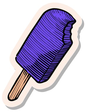 Etiket stili vektör illüstrasyonuyla elle çizilmiş dondurma