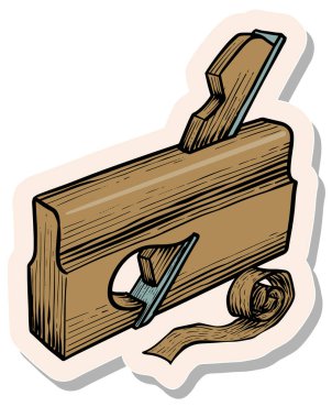 Yapıştırma biçimi illüstrasyonunda el çizimi haham düzlemi ahşap çalışma aracı