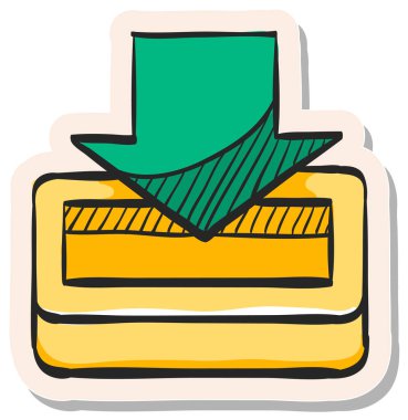 Yapıştırma biçimi illüstrasyonunda el çizimi indirme simgesi