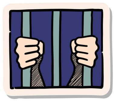 Yapıştırma biçimi illüstrasyonunda elle çizilmiş hapishane simgesi