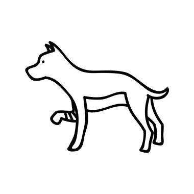 Bacağı yaralı köpek ikonu. El çizimi vektör çizimi. Düzenlenebilir satır vuruşu.