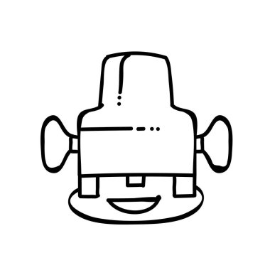 Elektrik ahşap modem simgesi. El çizimi vektör çizimi. Düzenlenebilir satır vuruşu