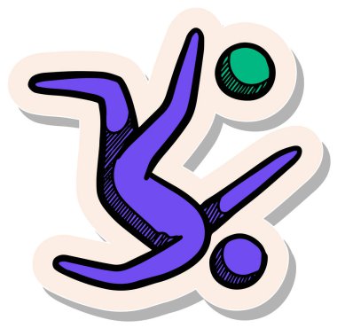 Yapıştırma biçimi illüstrasyonunda el çizimi futbolcu simgesi