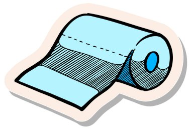 Yapıştırma biçimi vektör illüstrasyonunda elle çizilmiş tuvalet kağıdı