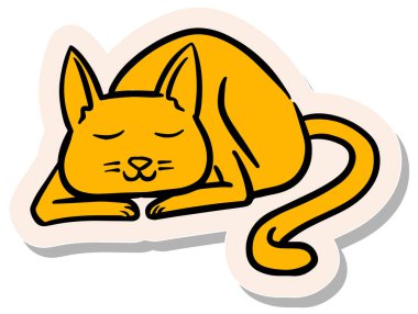 Yapıştırma stili vektör çiziminde el çizimi uyuyan kedi