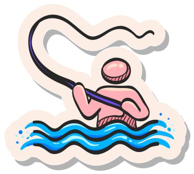 Etiket biçimi illüstrasyonunda el çizimi Balıkçılık simgesi