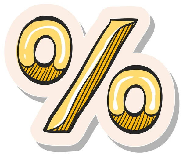 Hand Drawn Percent Symbol Icon Sticker Style Vector Illustration — Stock Vector
