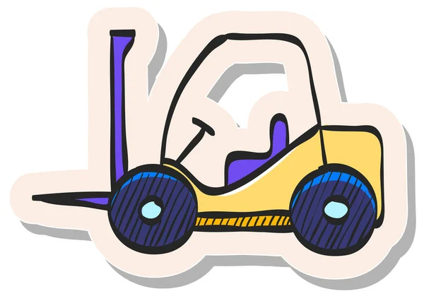 Hand Drawn Forklift Icon Sticker Style Vector Illustration — Stock Vector