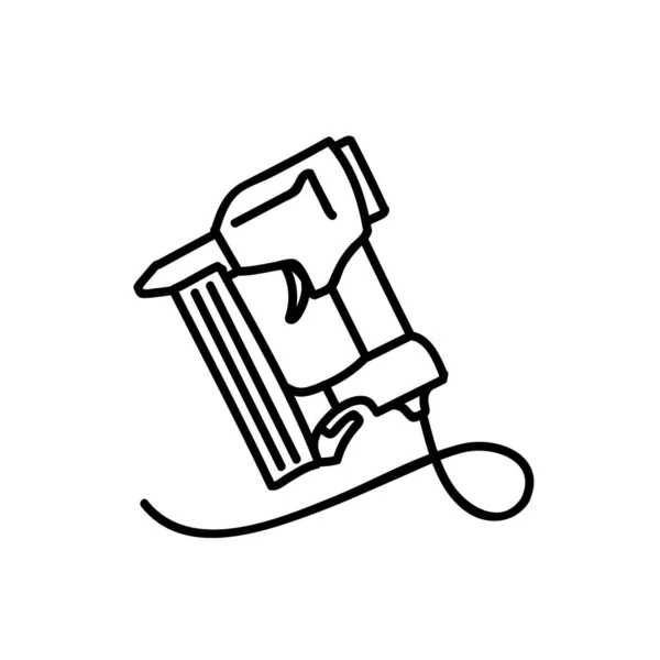 Ikona Pistoletu Gwoździarskiego Ręcznie Rysowany Wektor Ilustracji Edytowalny Skok Linii — Wektor stockowy