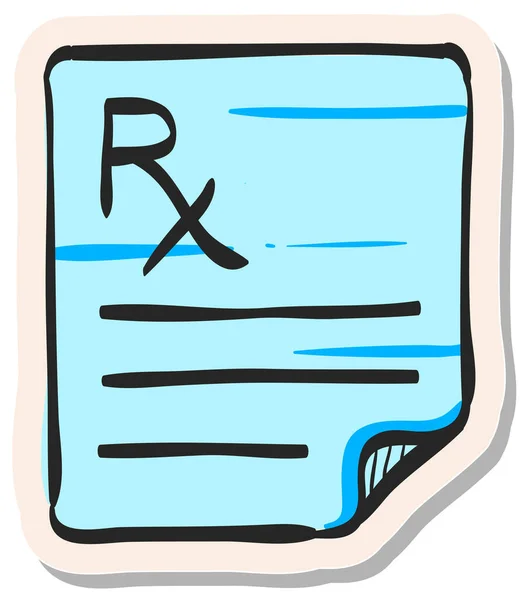 Handgezeichnetes Medizinisches Rezept Symbol Sticker Stil Vektor Illustration — Stockvektor