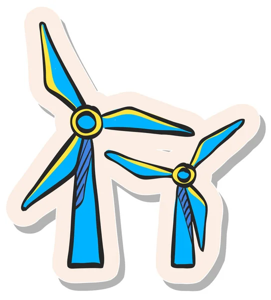 Icono Turbina Viento Dibujado Mano Ilustración Vectorial Estilo Pegatina — Archivo Imágenes Vectoriales