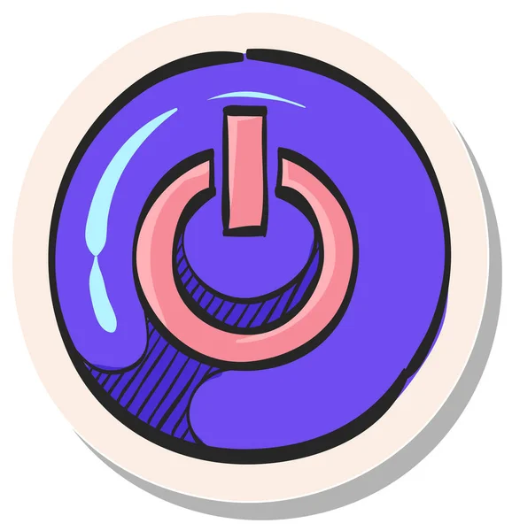 Handgezeichnetes Power Taste Symbol Sticker Stil Vektor Illustration — Stockvektor