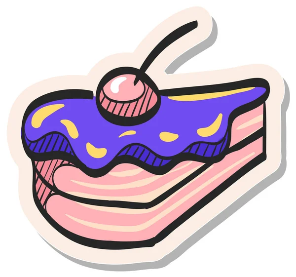 手描きケーキのアイコンをステッカースタイルのベクトルイラスト — ストックベクタ