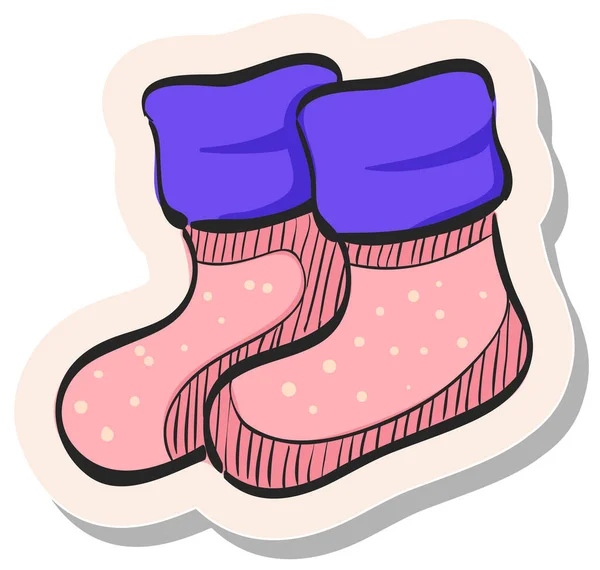 手描き冬の靴下のアイコンを落書き線で描いたベクトルイラスト — ストックベクタ