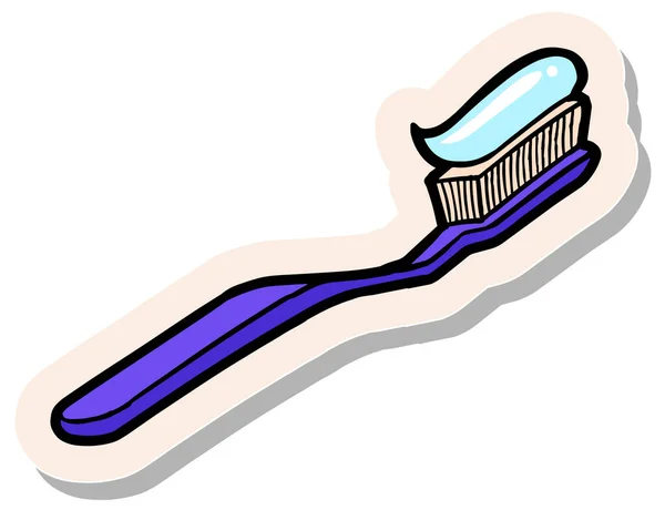 Hand Drawn Toothbrush Sticker Style Vector Illustration — Stock Vector