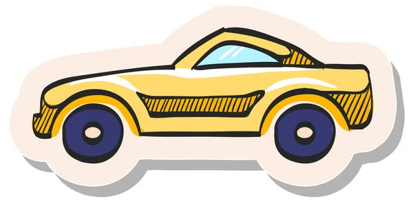 Hand Drawn Sport Car Icon Sticker Style Vector Illustration — Stock Vector