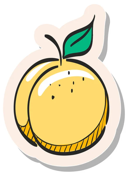 손으로 Peach Icon Sticker Style Vector Illustration — 스톡 벡터