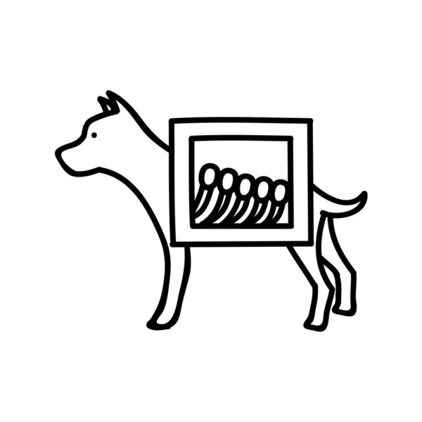 Röntgenbild Hundens Skelett Handritad Vektor Illustration Redigerbar Linje Stroke — Stock vektor