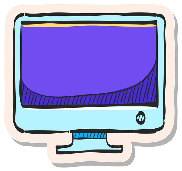 Ícone Computador Desktop Desenhado Mão Ilustração Vetorial Estilo Adesivo —  Vetores de Stock