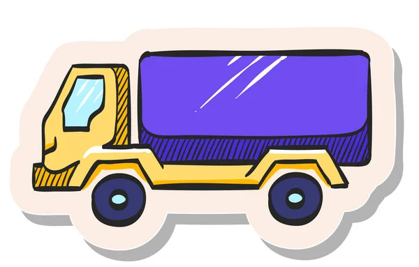 Ícone Caminhão Militar Desenhado Mão Ilustração Vetorial Estilo Adesivo —  Vetores de Stock