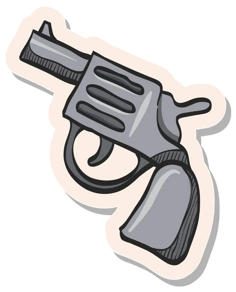 Icona Pistola Revolver Disegnata Mano Stile Adesivo Vettoriale Illustrazione — Vettoriale Stock