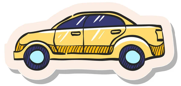 Hand Drawn Car Icon Sticker Style Vector Illustration — Stock Vector