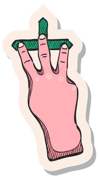 Hand Drawn Touchpad Finger Gesture Icon Sticker Style Vector Illustration — Stock Vector
