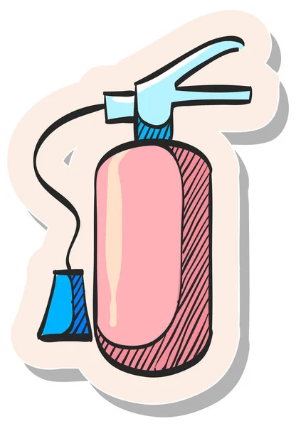 Handritad Brandsläckare Ikon Klistermärke Stil Vektor Illustration — Stock vektor