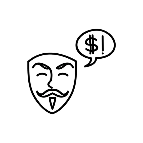 Ransom Demand Icon Technology Computer Hacker Hand Drawn Vector Illustration — Stock Vector