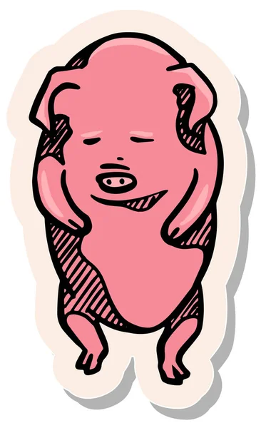 Handgezeichnetes Schwein Tier Charakter Konzept Sticker Stil Vektor Illustration — Stockvektor