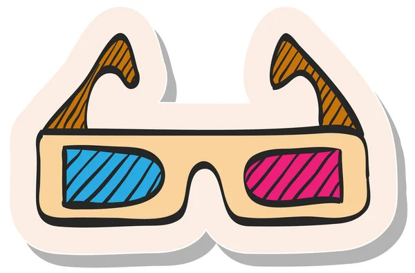 Handritade Glasögon Ikon Klistermärke Stil Vektor Illustration — Stock vektor